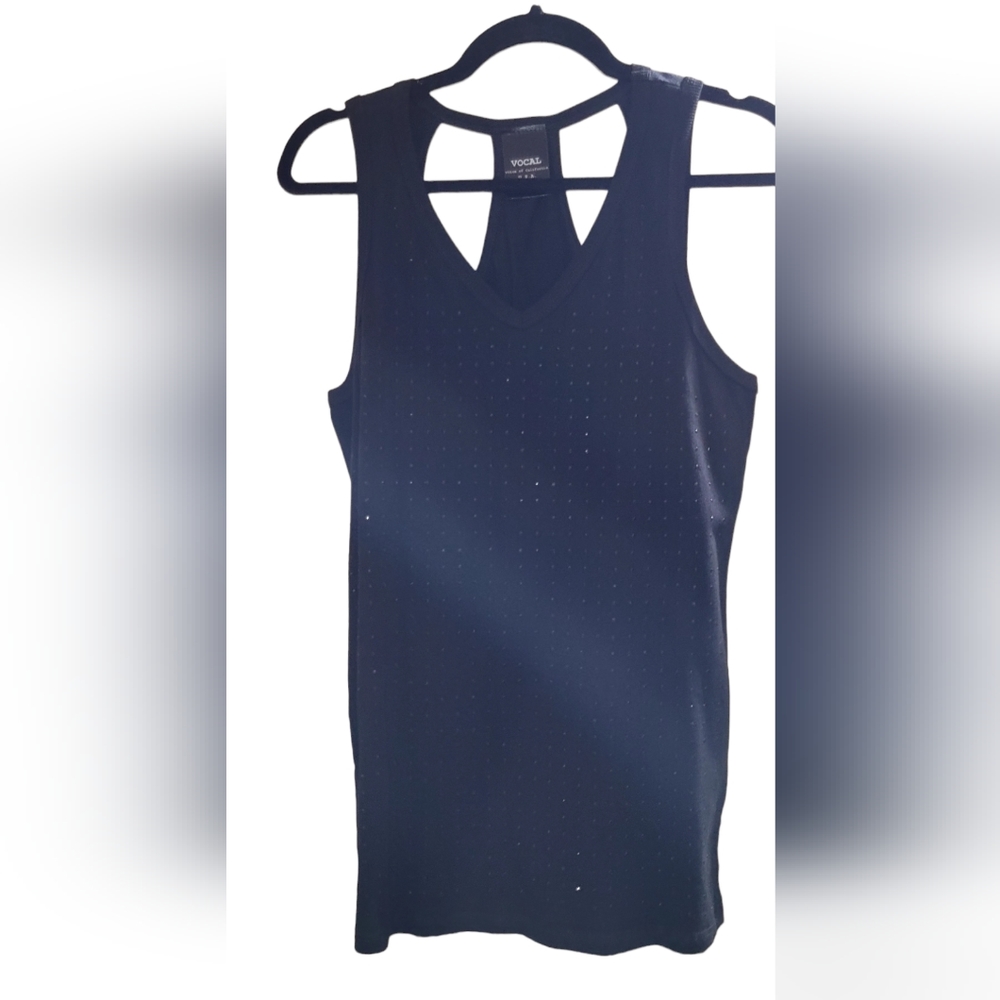 VOCAL Tank Top with Rhinestones, Size Medium, 100%Cotton, Style 10767T